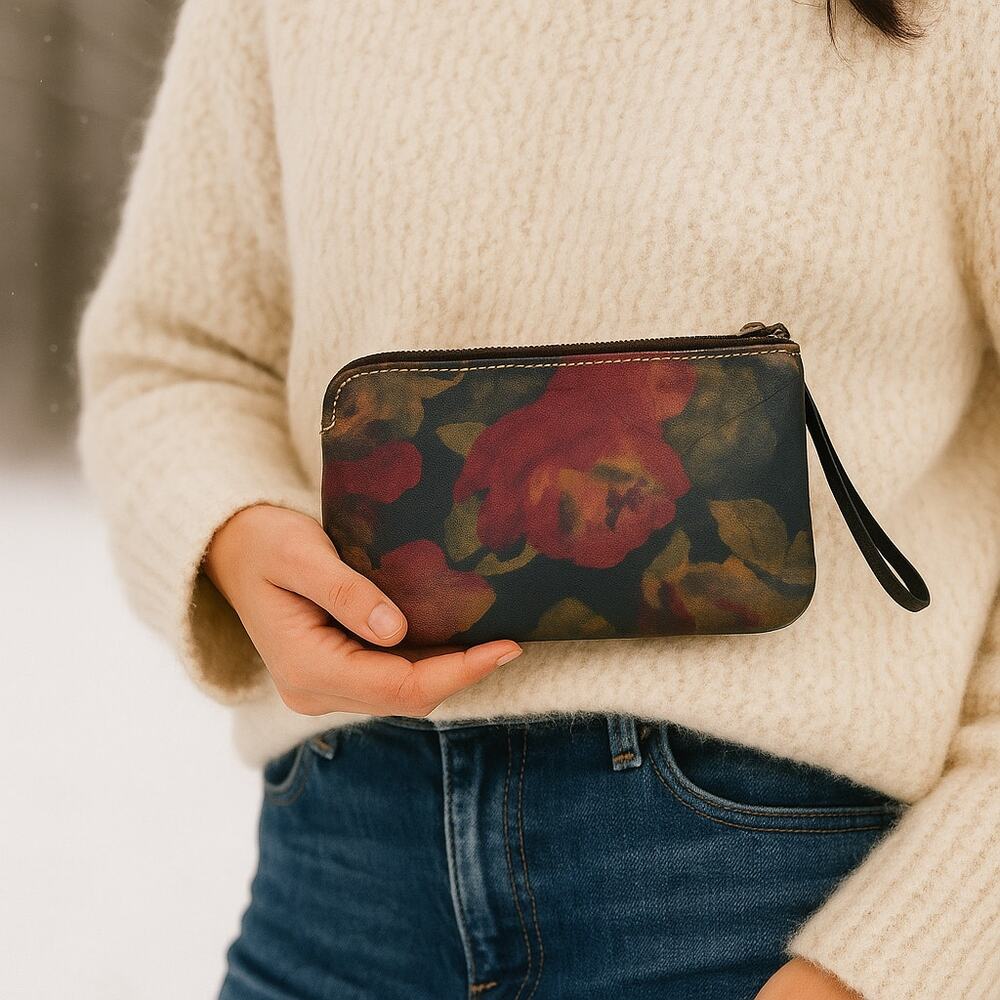 Patricia Nash Cassini Floral Leather Wristlet Pouch Wallet